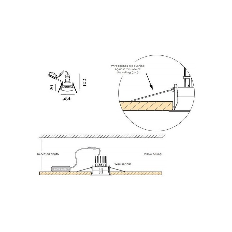 Wever & Ducré Deep 1.0 PAR16 wire springs Recessed spot
