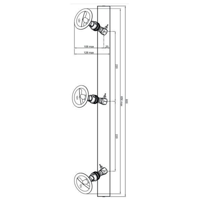 Tekna NAUTIC LILLEY SPOT ON RAIL 3 - LED (600MM) Plafondlamp
