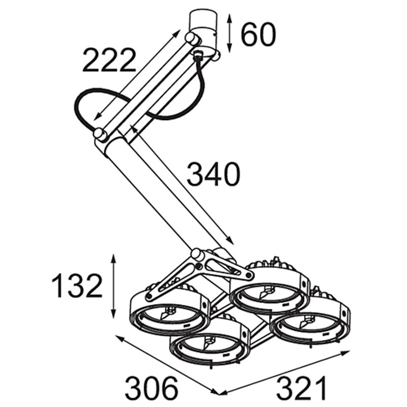 Modular Nomad Adjustable 4x LED AR111 plafondlamp