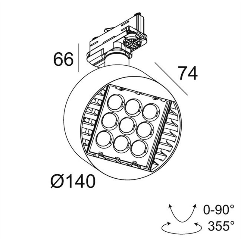 Delta Light FRAGMA 3x3 ADM DIM1P Éclairage sur rail