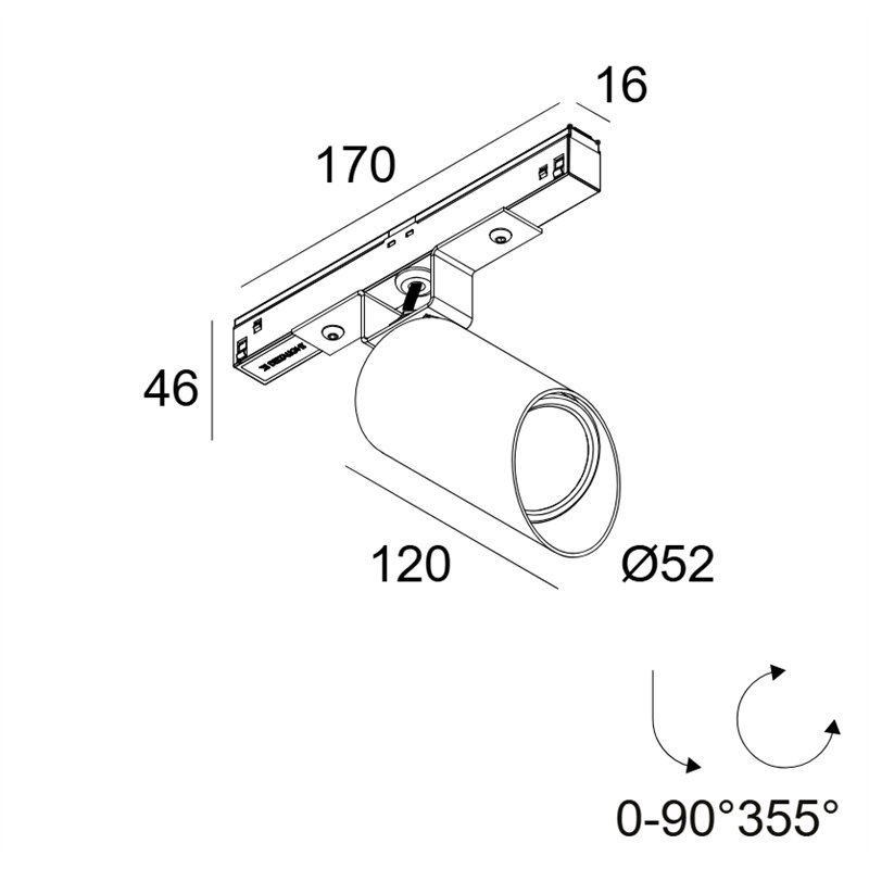 Delta Light M20/M26H - Spy 52 Wallwash DIM5 Éclairage sur rail