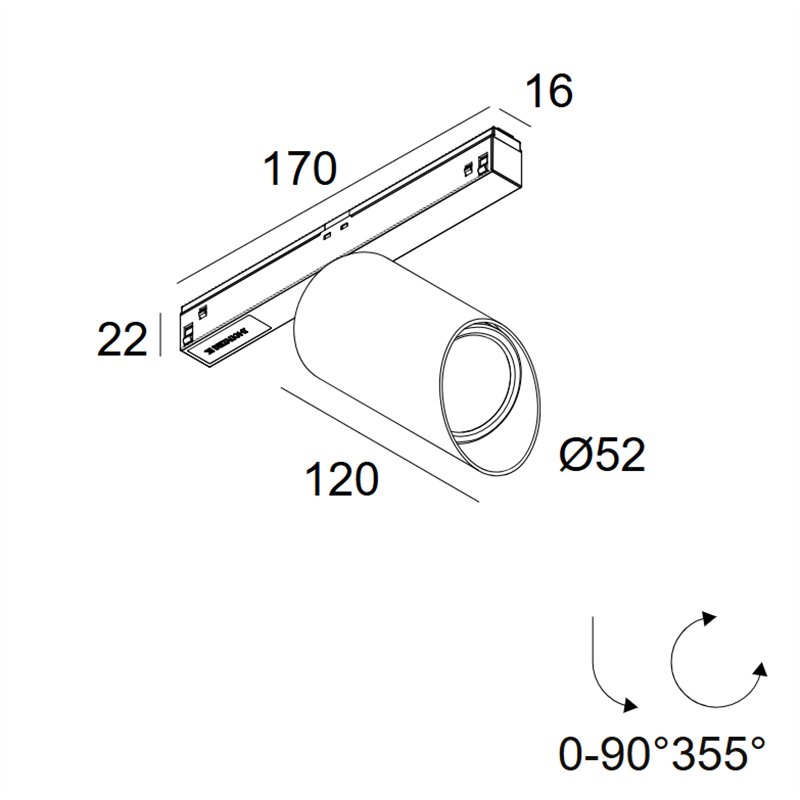 Delta Light M26L - Spy 52 Wallwash DIM5 Éclairage sur rail