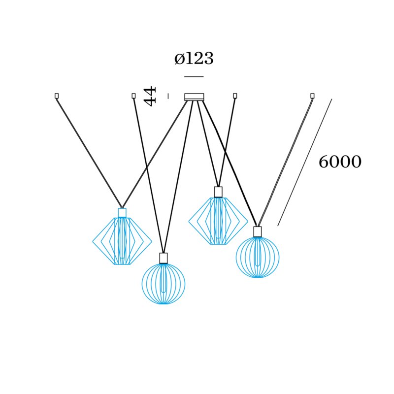 Wever & Ducré Wiro Decenter 4.0 Suspension Set | E27 | 6.0M | For 4 Shades