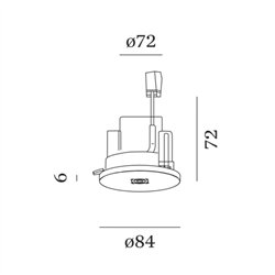 Wever & Ducré SUSP SINGLE CEILING BASE SEMI REC 1.5 ROUND