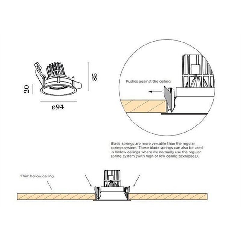 Wever & Ducré Deep Adjust 1.0 PAR16 ressorts à lames Spot encastré