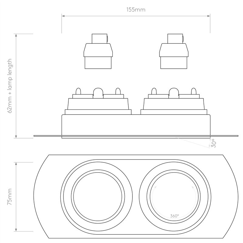 Astro Trimless Round Twin Adjustable | Einbauspot