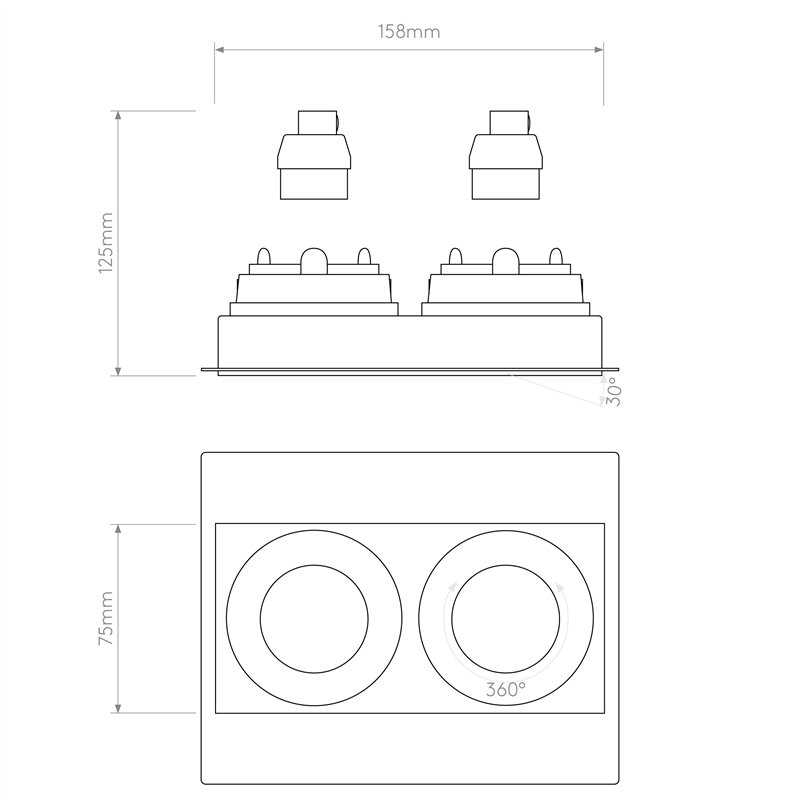 Astro Trimless Square Twin Adjustable | Inbouwspot