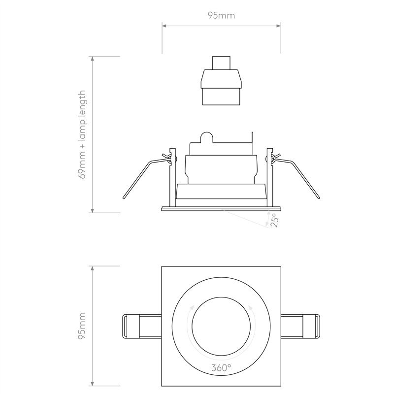 Astro Pinhole Slimline Square Adjustable Fire-Rated | Inbouwspot