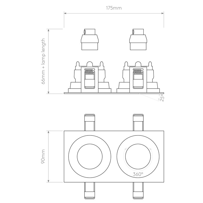 Astro Pinhole Square Twin Adjustable | Spot encastré