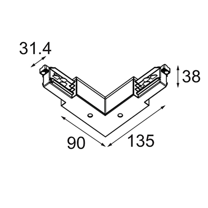 Modular Track 230V Connection 90° Electrical/Mechanical Inside