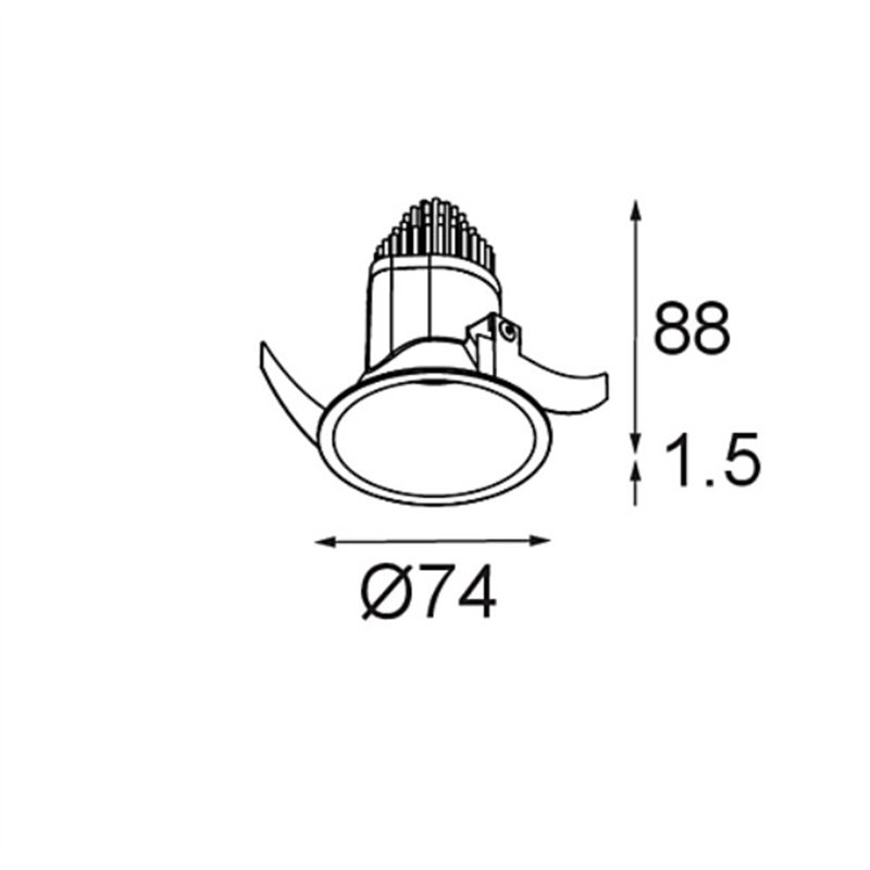 Modular Modest Recessed 74 (Leaf Springs) 1x IP55 LED DE | Spot encastré