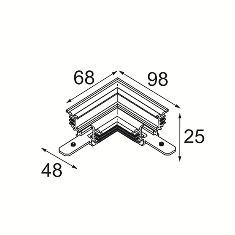 Modular Track 48V Connection 90° Mechanical (For Recessed Trimless Mounting)