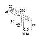 Modular Nyto Surface Adjustable 50 Square 2x LED DE | Plafondlamp / Wandlamp
