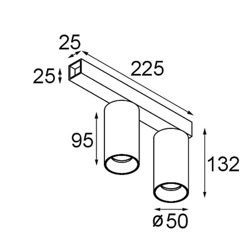 Modular Nyto Surface Adjustable 50 Square 2x LED DE | Ceiling lamp / Wall lamp