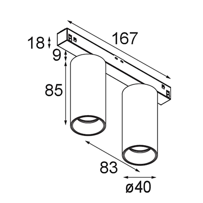 Modular Nyto Track 48V Adjustable 40 2x LED | Schienenbeleuchtung