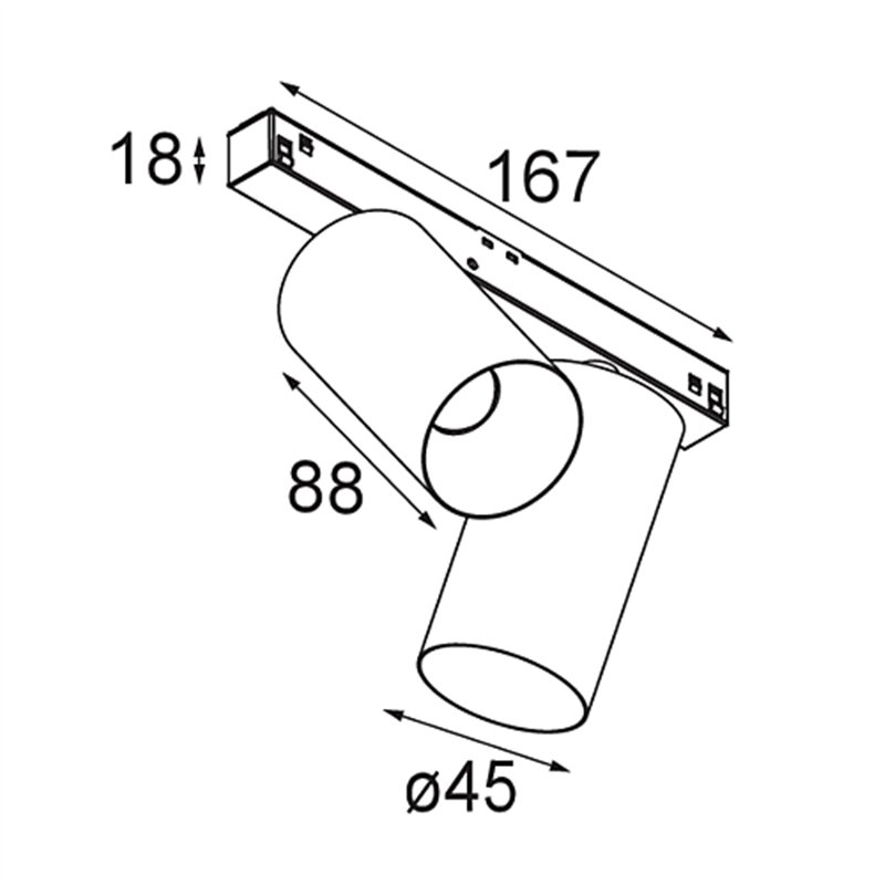 Modular Minude Track 48V Adjustable 45 2x LED | Éclairage sur rail