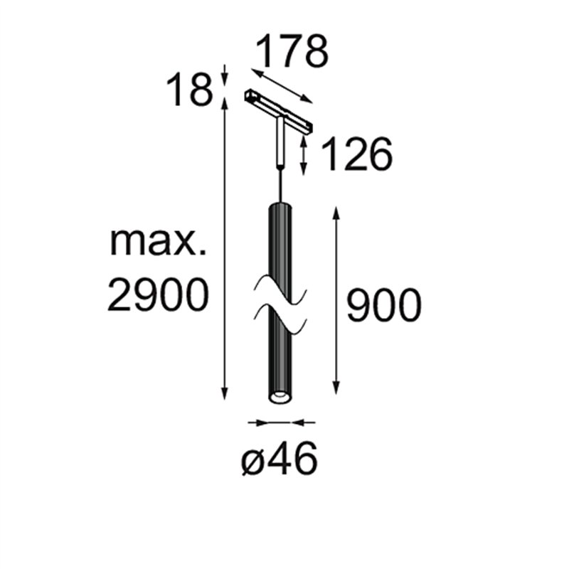 Modular Extruded Stripped Track 48V Suspended 46 900 1x LED DI | Track lighting fixture