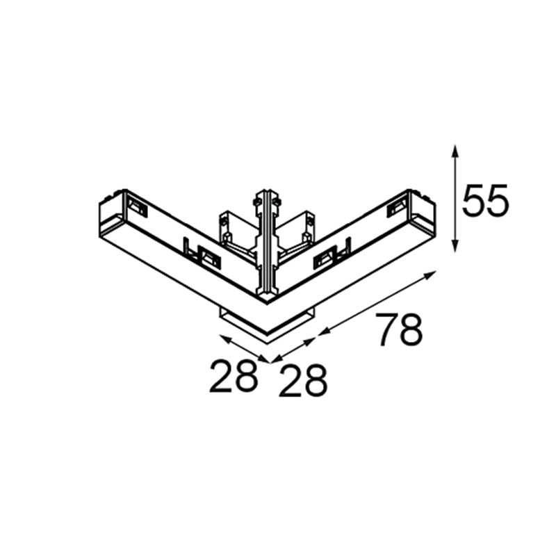 Modular Track 48V High Connection 90° Electrical/Mechanical Outside