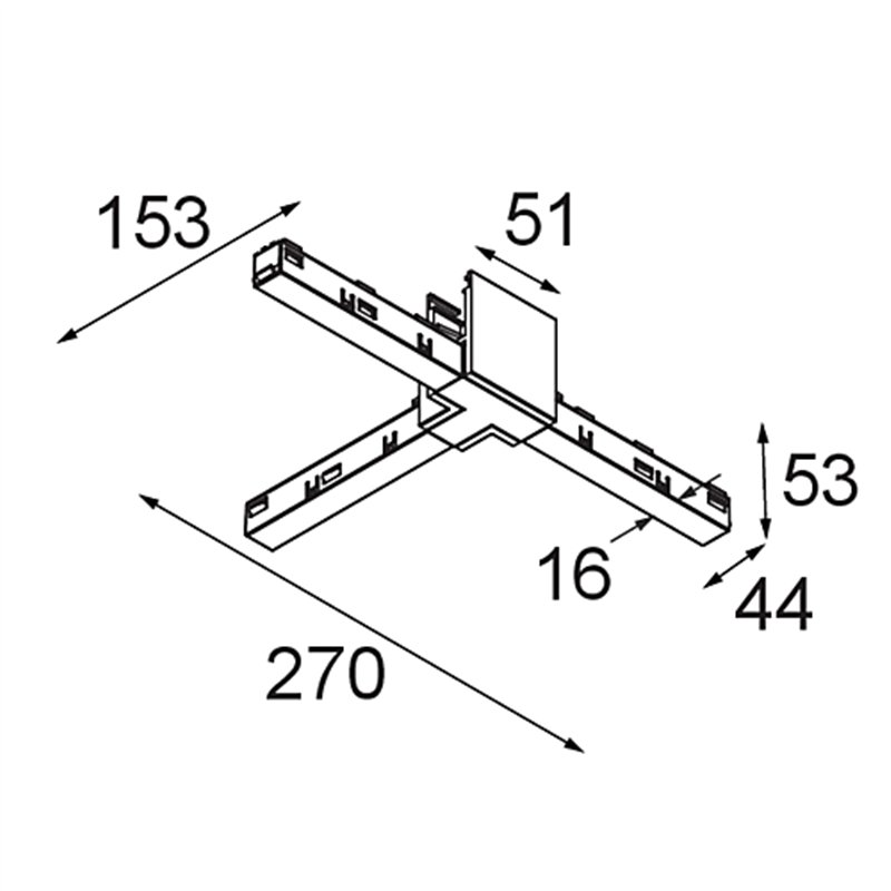 Modular Track 48V High Connection T Electrical/Mechanical Left