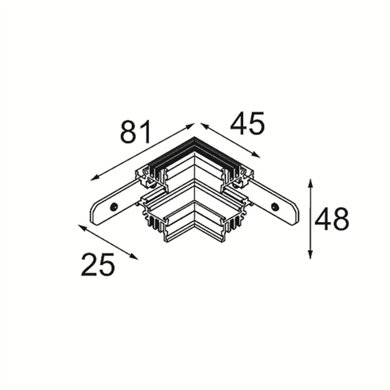 Modular Track 48V Connection 90° Mechanical (For Recessed Trimless Mounting) Inside