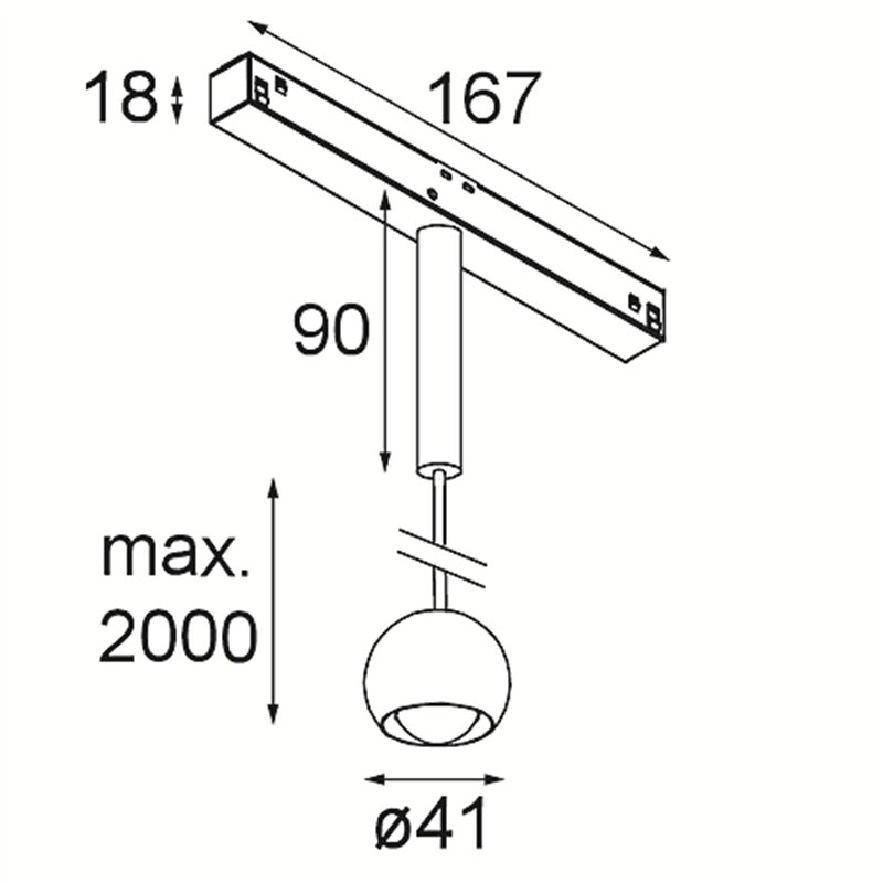 Modular Marbulito Track 48V Suspended 41 1x LED | Trackverlichting