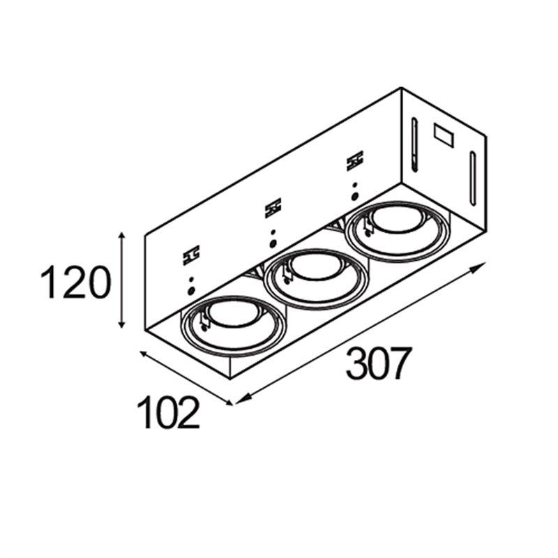 Modular Mini-Multiple Recessed Trimless Adjustable GU10 3x DE | Inbouwspot