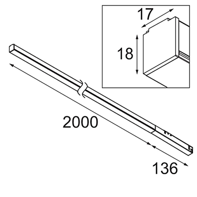 Modular Pista Linear Light Track 48V 2136 1x LED | Schienenbeleuchtung