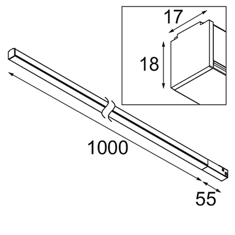 Modular Pista Linear Light Track 48V 1055 1x LED | Trackverlichting