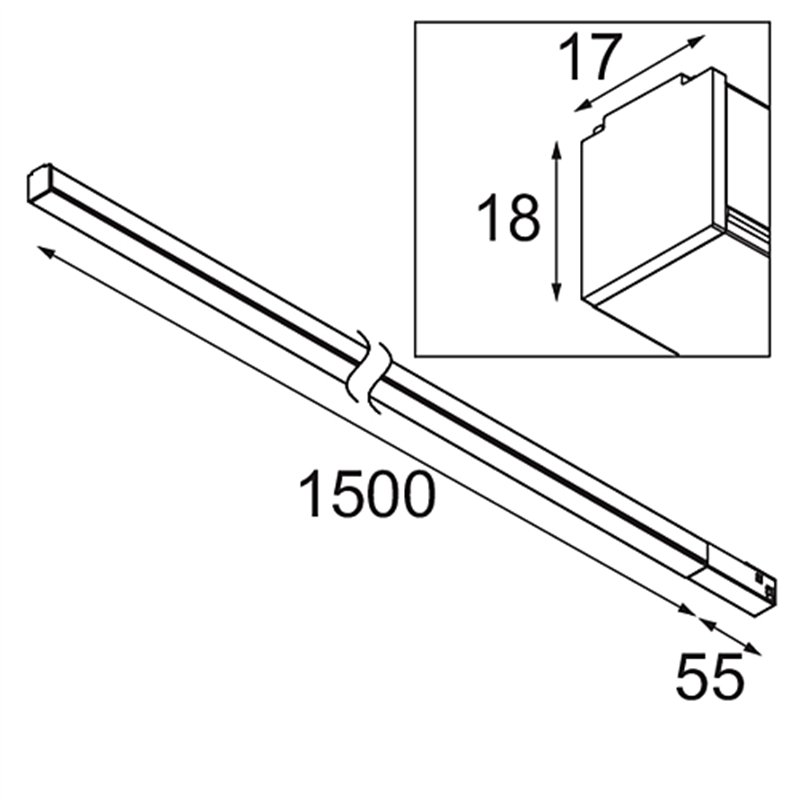 Modular Pista Linear Light Track 48V 1555 1x LED | Trackverlichting
