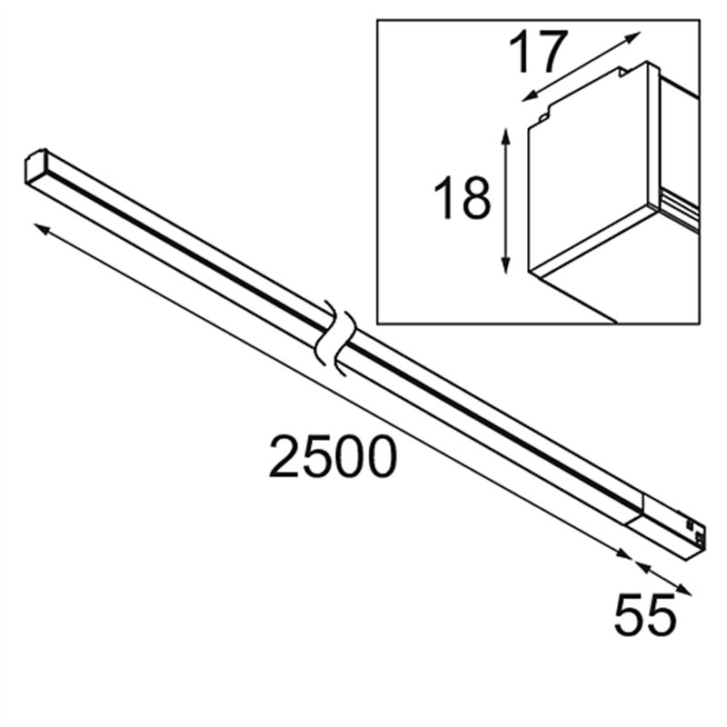 Modular Pista Linear Light Track 48V 2555 1x LED | Trackverlichting