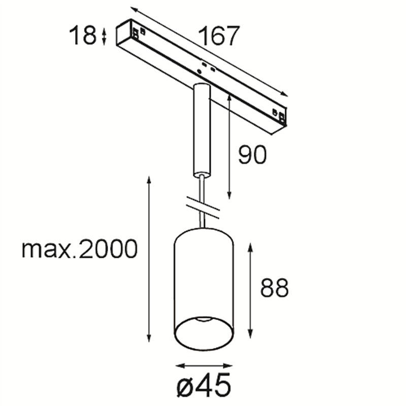 Modular Minude Track 48V Suspended 45 1x LED | Track lighting fixture