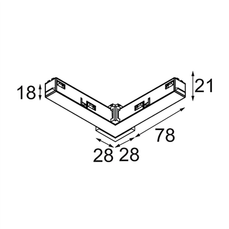Modular Track 48V Connection 90° Electrical/Mechanical (For Surface Mounting) Outside