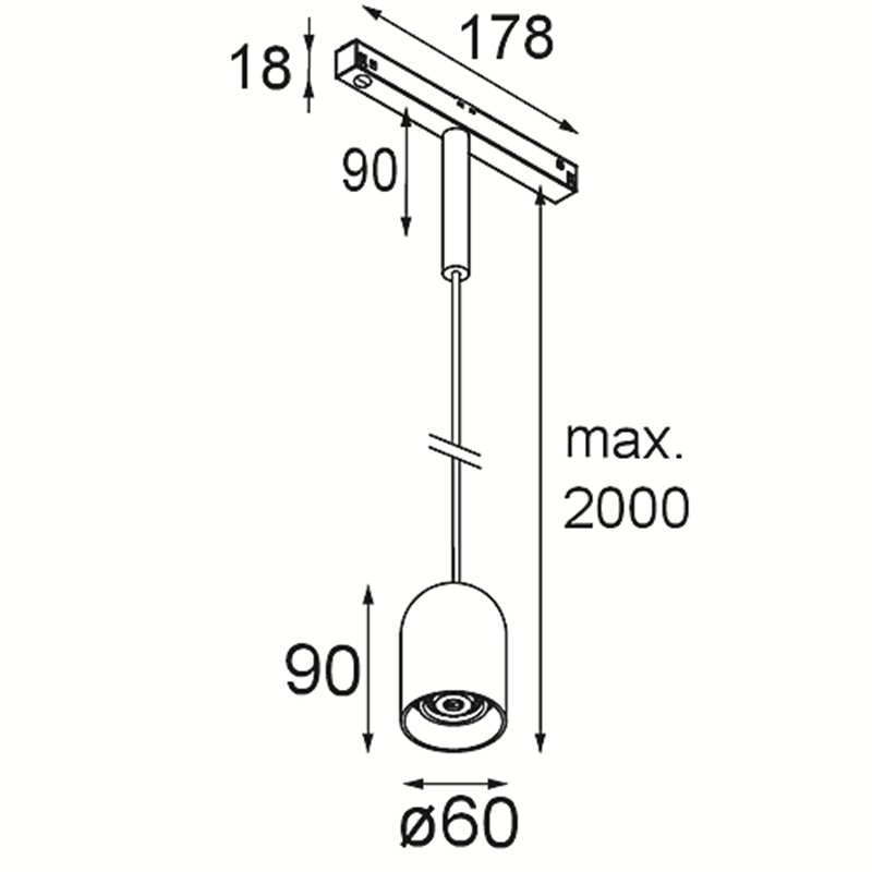 Modular Placebo Track 48V Suspended Down 60 1x LED | Track lighting fixture fixture