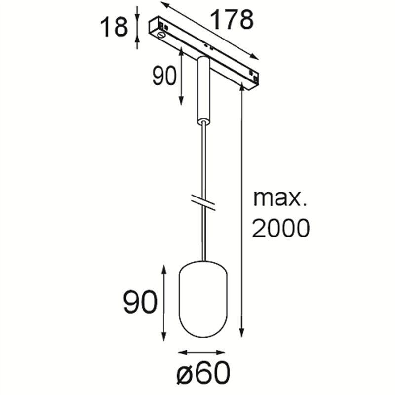 Modular Placebo Track 48V Suspended Up 60 1x LED | Trackverlichting