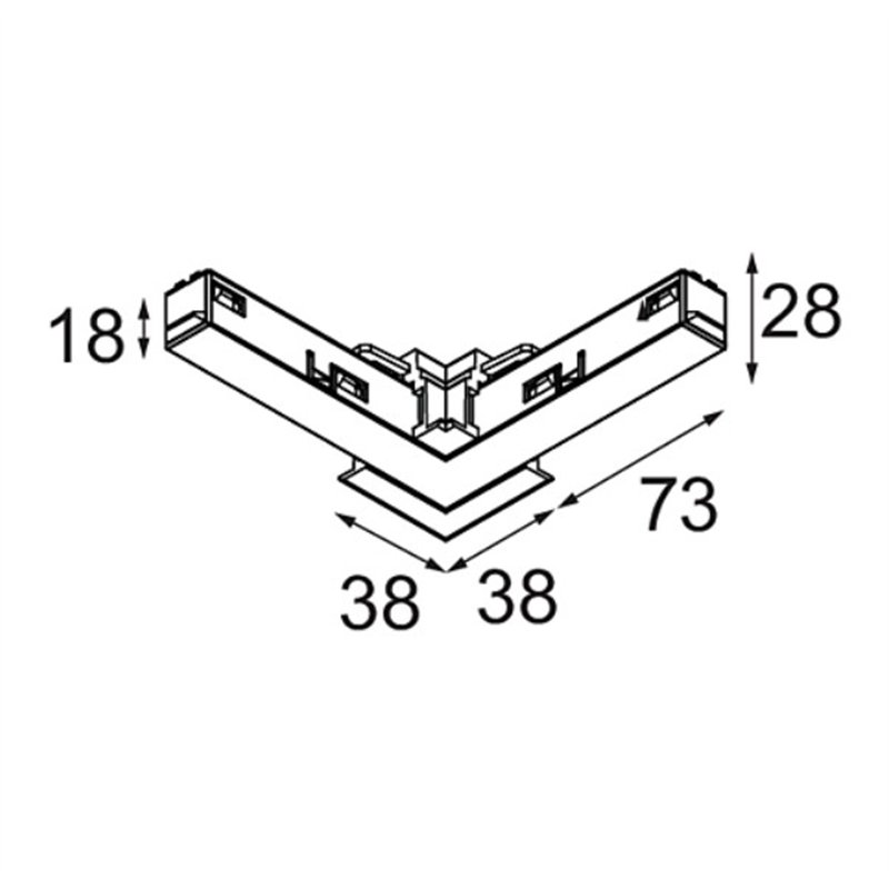 Modular Track 48V Connection 90° Electrical/Mechanical (For Recessed Mounting) Inside