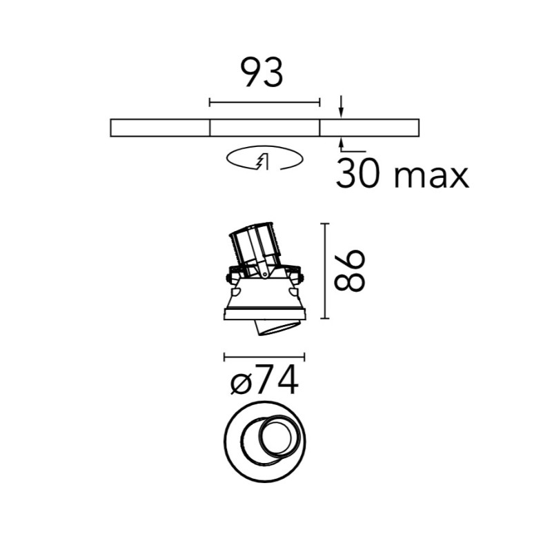 Flos Johnny Ø 80 No Trim 1L Round | Spot encastré