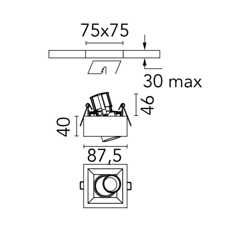 Flos Johnny 80 Semi-Recessed 1L Square | Recessed spot