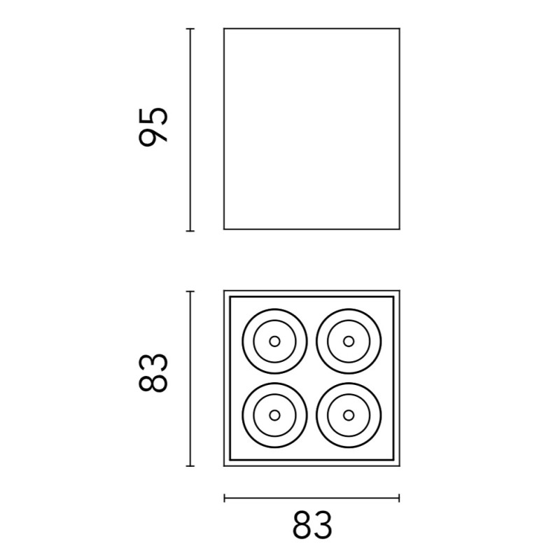 Flos Light Shadow Surface 4 Spots Square | Plafonnier