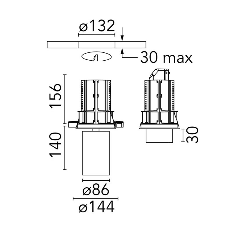 Flos UT Downlight No Trim Ø 86 | Inbouwspot