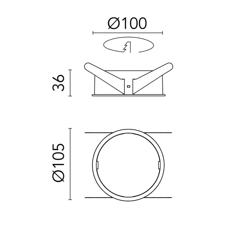 Flos Installation Frame Trim for Light Shadow Pro Ø 90 Fixed - Brushed Steel