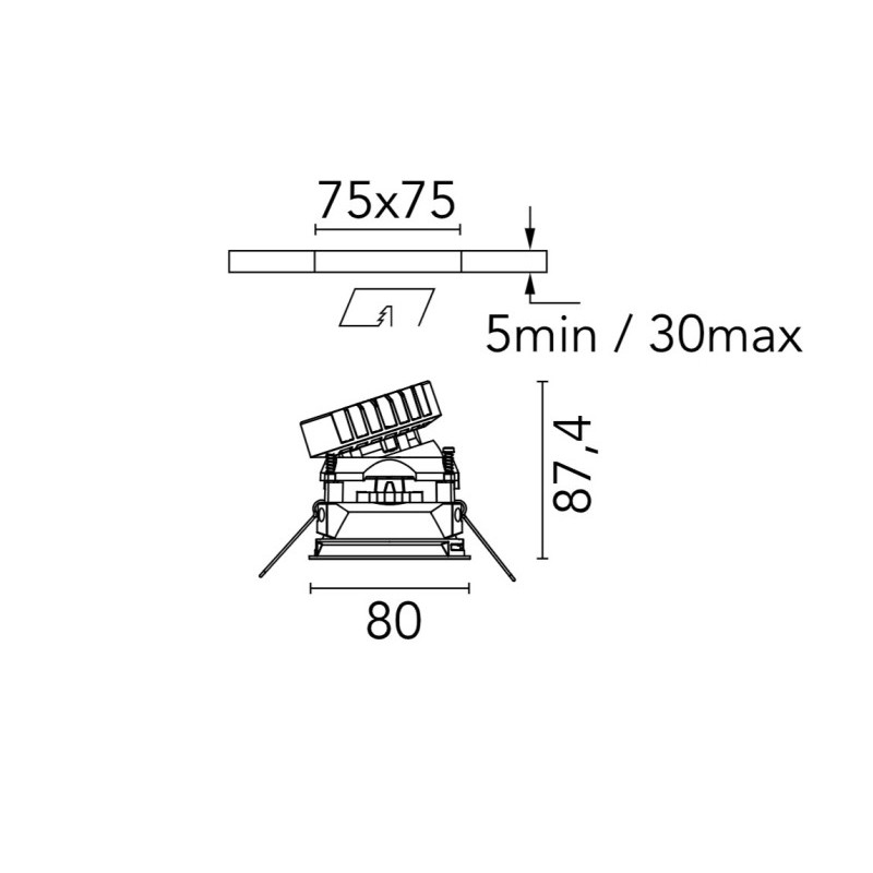 Flos Easy Kap 80 Square Adjustable | Recessed spot