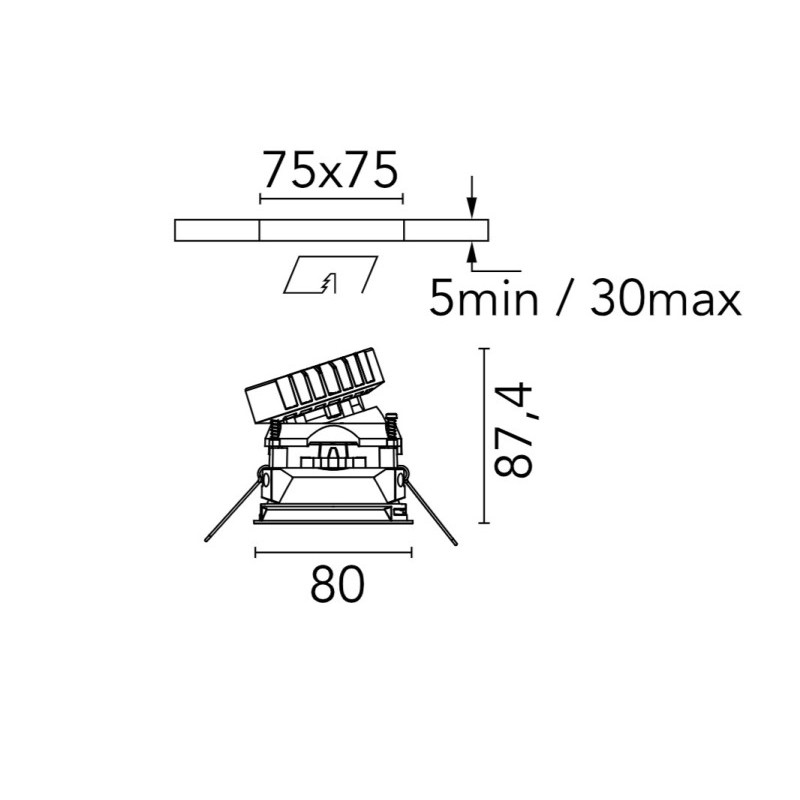 Flos Easy Kap 80 Square Adjustable  - Dim-To-Warm | Recessed spot