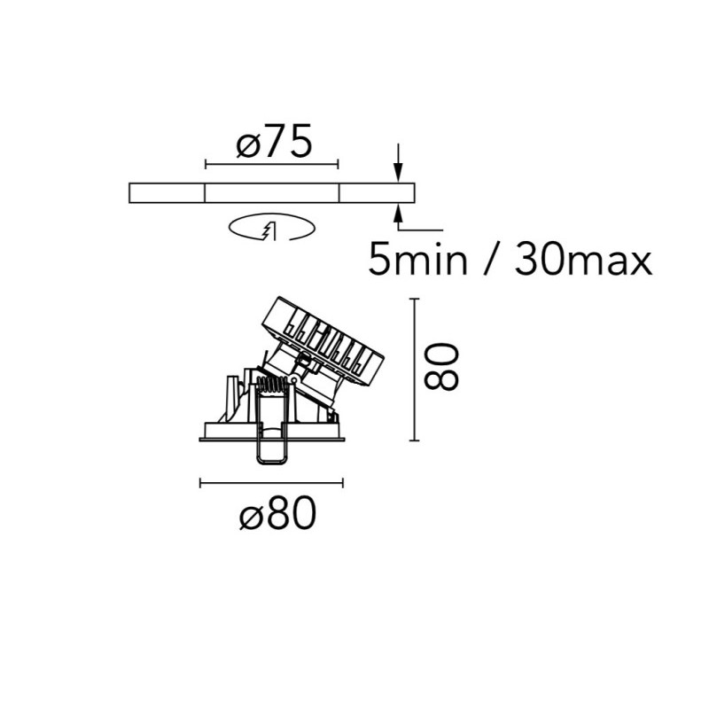 Flos Easy Kap Ø 80 Wall-Washer Round | Einbauspot