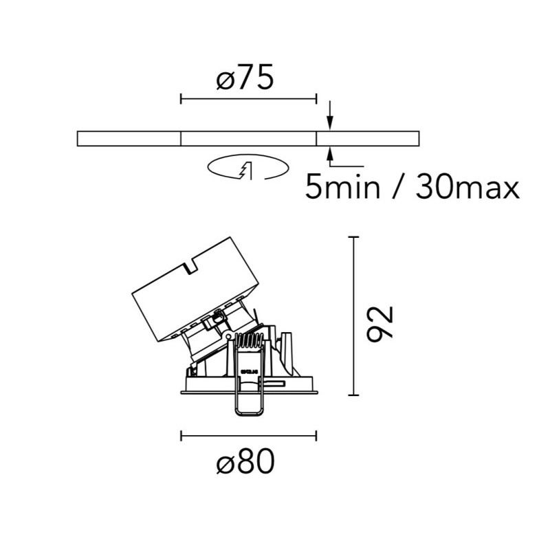Flos Easy Kap Ø 80 Plus Wall-Washer Round | Inbouwspot