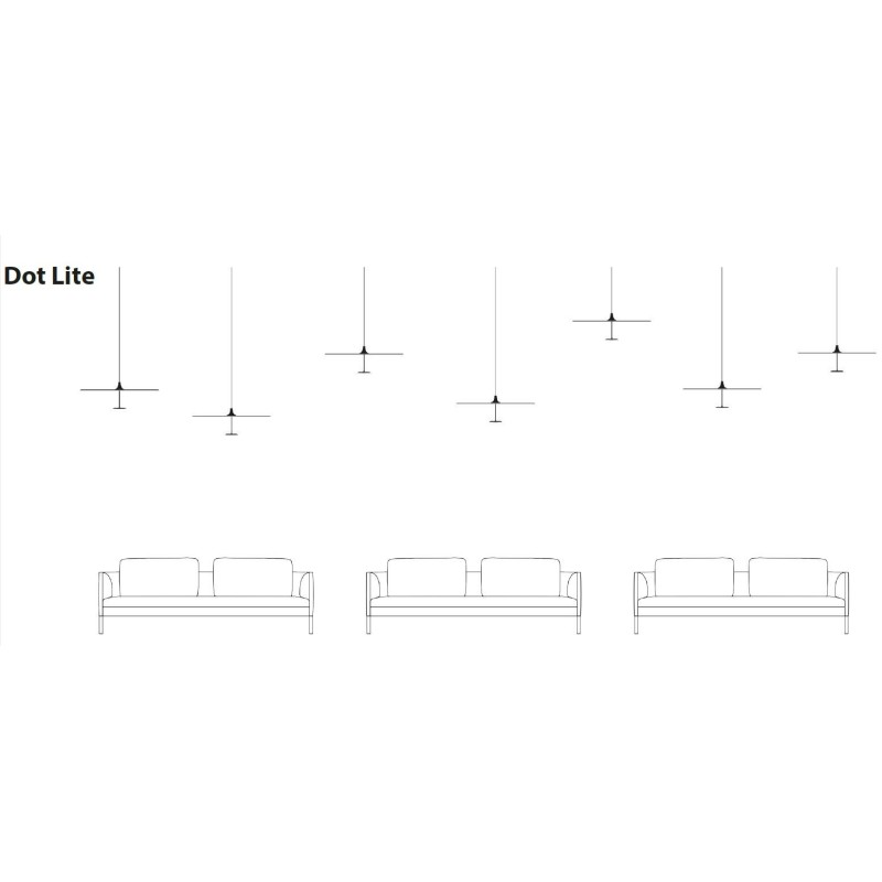 DOT 600 LITE MODULAR singola ML nera Suspension lamp