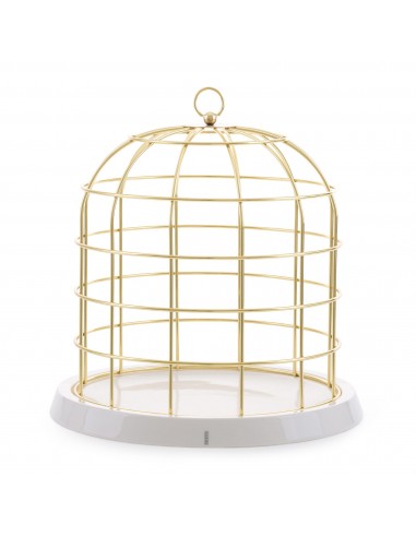 SELETTI Twitable Cage à oiseaux avec base en porcelaine