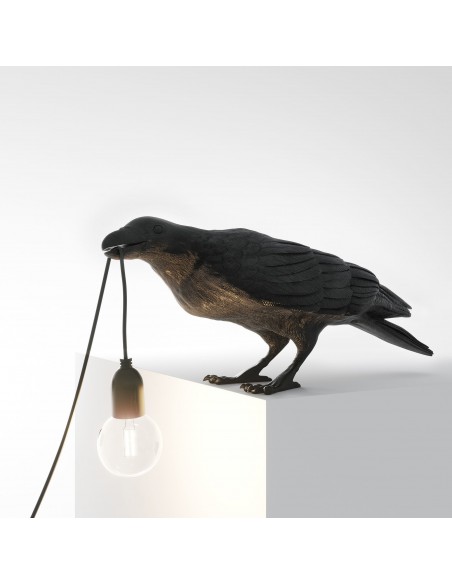 SELETTI Vogel lamp Spelend Indoor Zwart