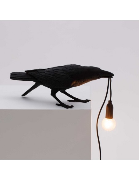 SELETTI Bird lamp Playing Outdoor Black