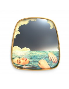 SELETTI Toiletpaper spiegel met gouden rand - zeemeisje