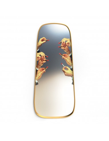SELETTI Toiletpaper mirror with wooden frame - lipsticks